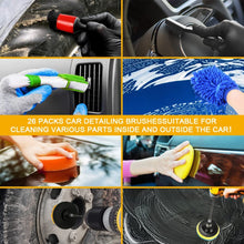 Car Cleaning Tools Kit, 26 Pcs Car Detailing Brush Set, Driller Attachment Set for Cleaning Automobile Interior