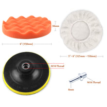 POLIWELL 11Pcs 6 inch Car Polishing Buffing Sponge Pads Kit Wool Bonnet Pads with 8mm M14 Drill Adapter Car Waxing Kit