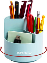 Desk Pencil Pen Holder, 3 Slots 360-Degree Spinning Pencil Pen Desk Organizers, Desktop Storage Pen Organizers Stationery Supplies, Cute Pencil Cup Pot for Office, School, Art Supply, Kids - White