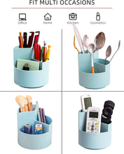 Desk Pencil Pen Holder, 3 Slots 360-Degree Spinning Pencil Pen Desk Organizers, Desktop Storage Pen Organizers Stationery Supplies, Cute Pencil Cup Pot for Office, School, Art Supply, Kids - White