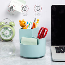 Desk Pencil Pen Holder, 3 Slots 360-Degree Spinning Pencil Pen Desk Organizers, Desktop Storage Pen Organizers Stationery Supplies, Cute Pencil Cup Pot for Office, School, Art Supply, Kids - White