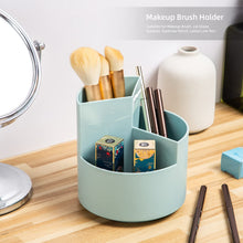 Desk Pencil Pen Holder, 3 Slots 360-Degree Spinning Pencil Pen Desk Organizers, Desktop Storage Pen Organizers Stationery Supplies, Cute Pencil Cup Pot for Office, School, Art Supply, Kids - White