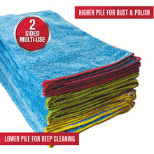 Platinum Series XL Multi-Purpose Microfiber Cleaning Towels, 30 Pack, Blue, Yellow, Green