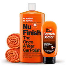 Nu Finish 4 Piece Car Care Kit, All in One Complete Car Care Kit, Includes Scratch Doctor Scratch Remover, Car Polish, and 2 Microfiber Cloths